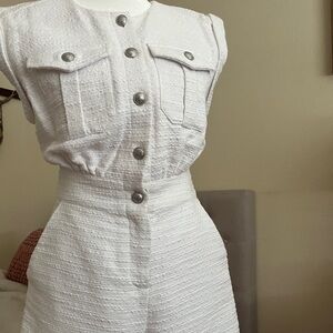 Express High Waist White Shorts with Textured Fabric